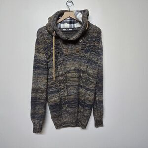 Leif Nelson Mens Heavy Pullover Hooded Sweater L Browns‎ Long Sleeve Oversized